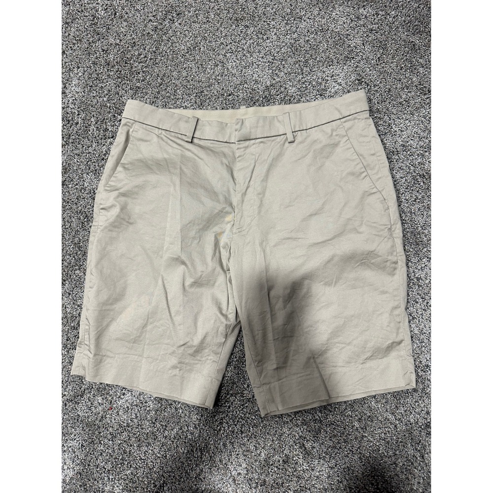 Uniqlo Mens Chino Shorts Beige Khaki Size L 33-36 Cotton Stretch 321-463880‎
